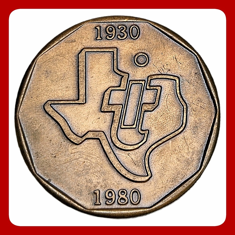Texas Instruments 1930-1980 Token 50 Years Innovation Lubbock Bronze Coin Exc